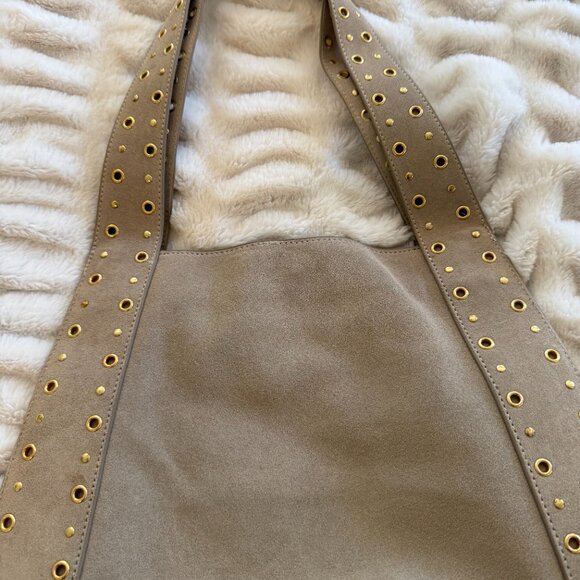 Zara Split Suede Studded Shoulder Bag NWOT Tan/brown - Picture 7 of 7